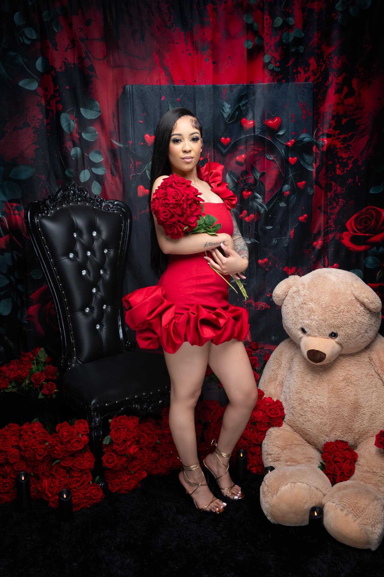 Valentine Backdrops Photography Rose Frame Romantic Heart Backdrop BRP12-216