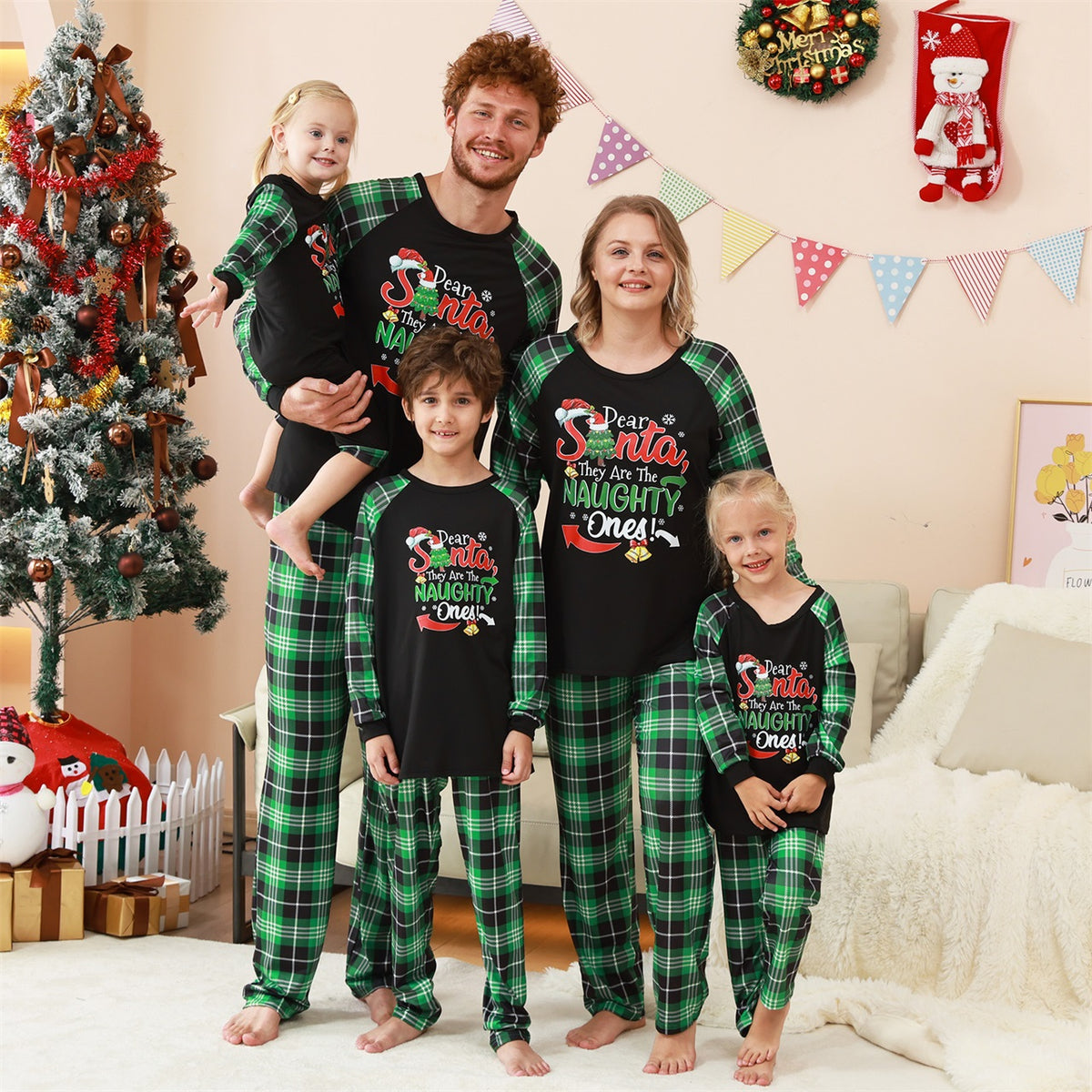 Christmas Sleepwear Naughty Santa Print Christmas Photo Session Outfits CHP-83