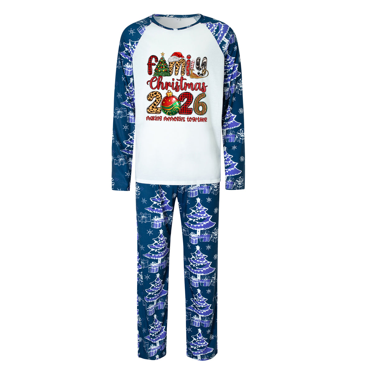 Christmas Pajamas Family Christmas 2026 Leopard Plaid Letter Ornament Print Matching Family Sleepwear CHP-144