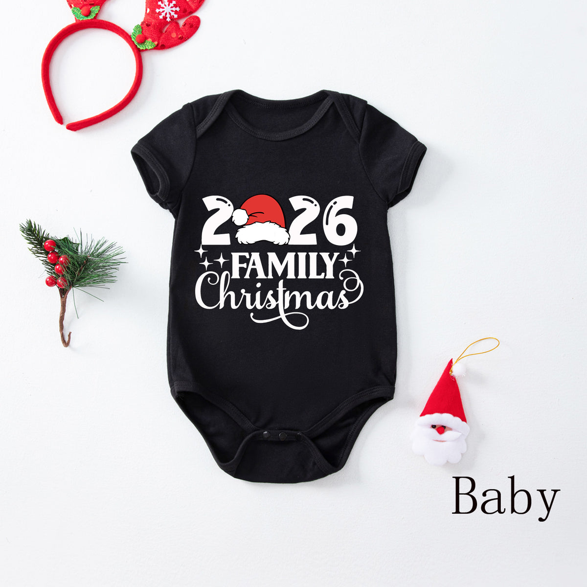Christmas Family Photoshoot Outfits Santa Hat Bold Typography Christmas Party Pajamas CHP-31