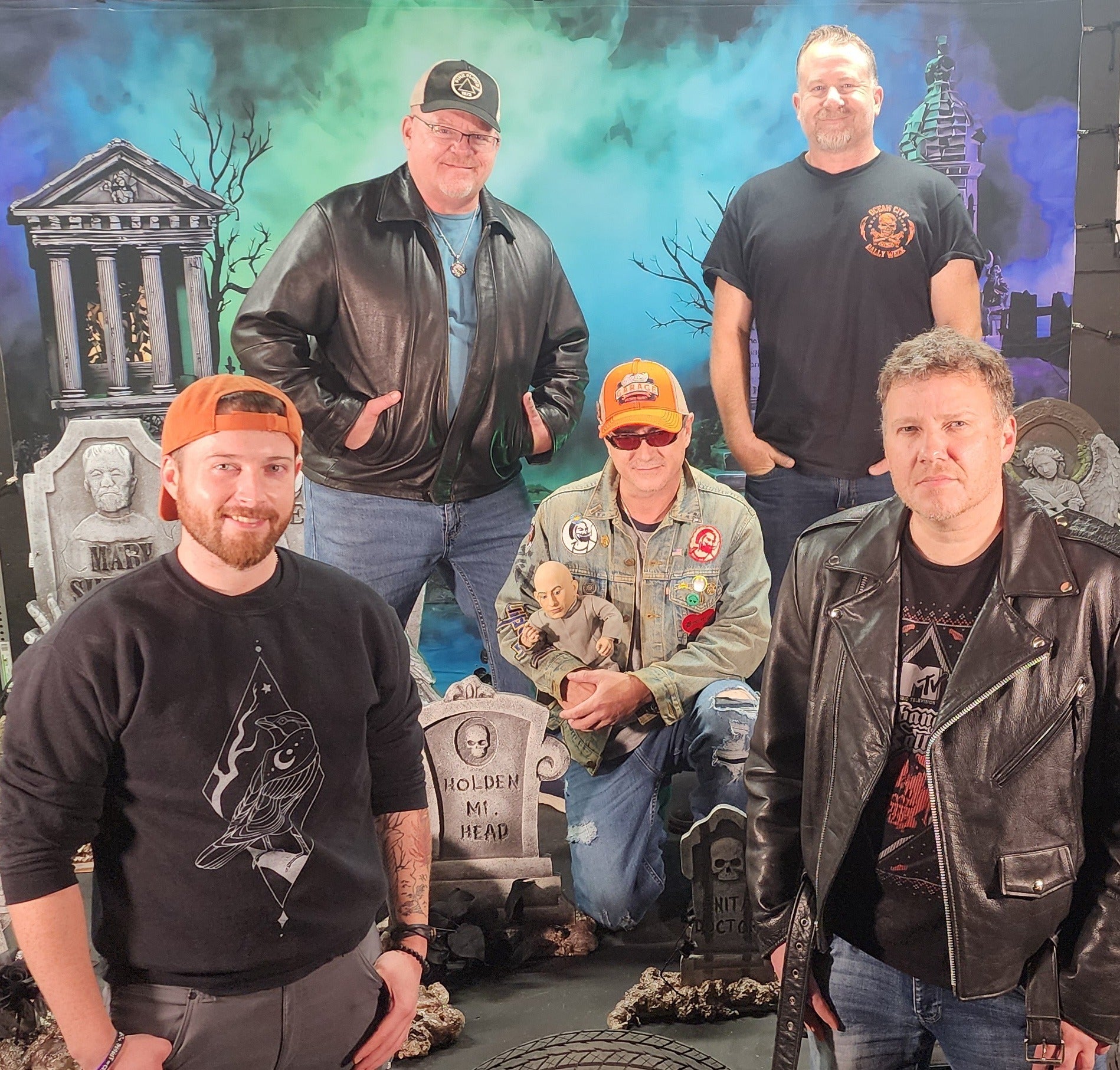 Halloween Graveyard Backdrop Glowing Foggy Tombstones Halloween Backdrop MRR8-24