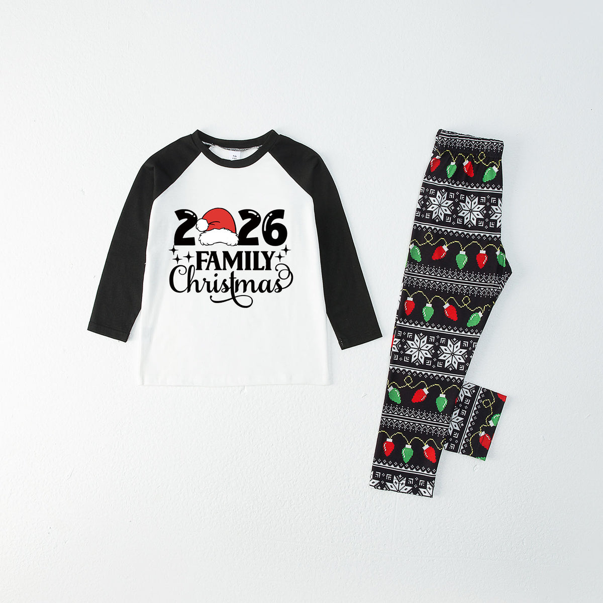 Christmas Pajamas 2026 Family Christmas Santa Hat Black Lettering Matching Family Photo Outfit Christmas Sleepwear CHP-116