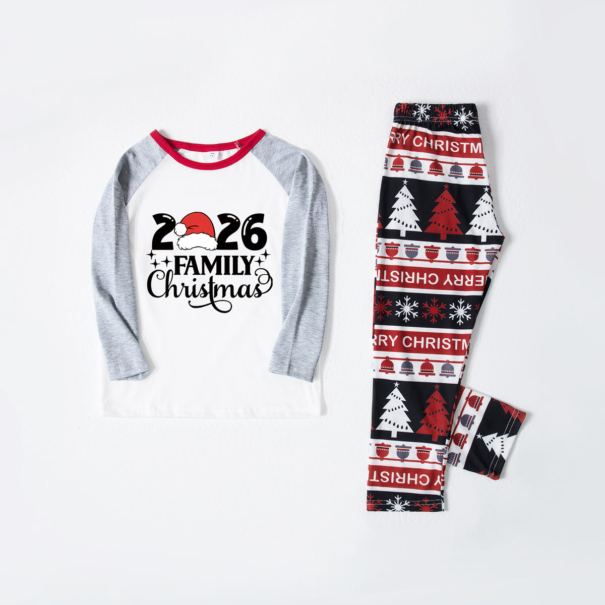 Matching Christmas Pajamas Santa Hat Family Script Christmas Photo Session Outfits CHP-57