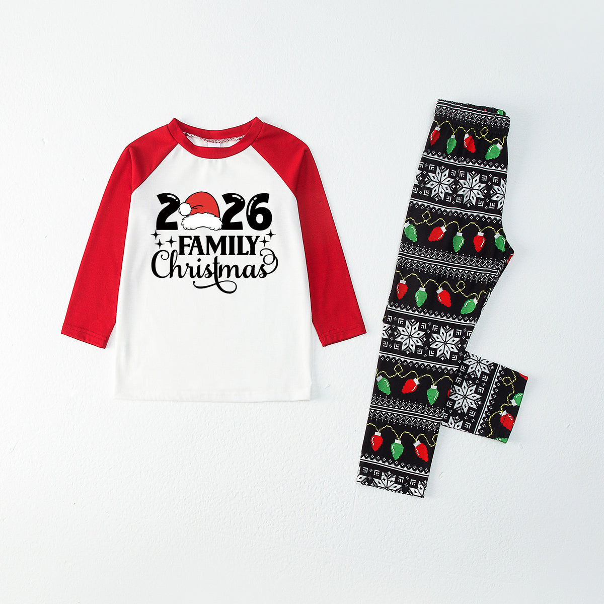 Christmas Pajamas 2026 Family Christmas Santa Hat Elegant Letter Print Matching Family Sleepwear CHP-127