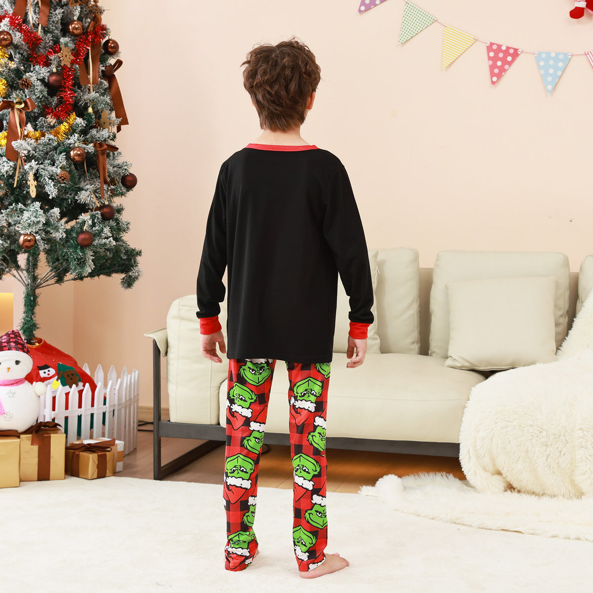 Christmas Lounge Set Grinch Character Print Matching Christmas Pajamas for Photos CHP-78