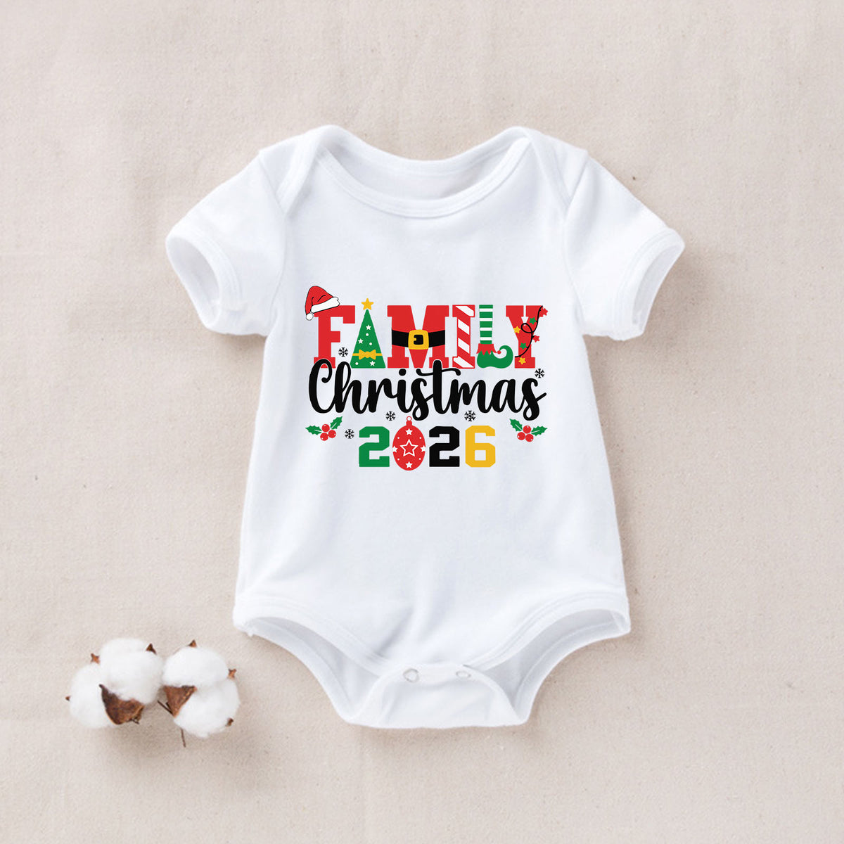 Matching Christmas Pajamas Colorful Typography Ornaments Christmas Eve Pajamas CHP-26