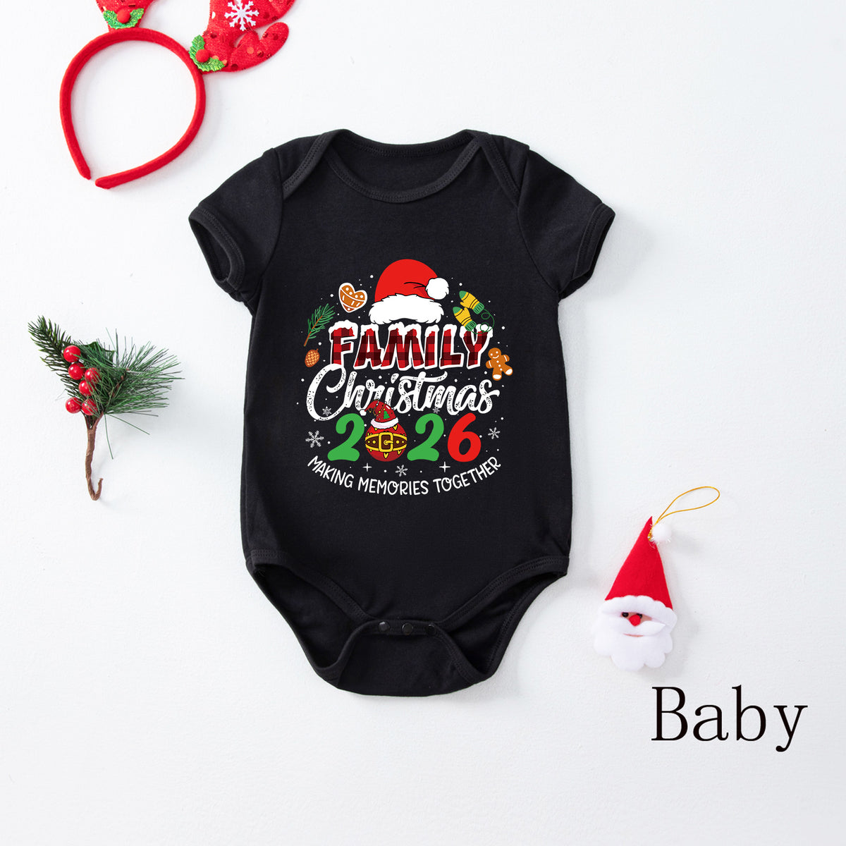 Gingerbread Christmas Pajamas Santa Hat Ornaments Dad and Kids Christmas Pajamas CHP-30