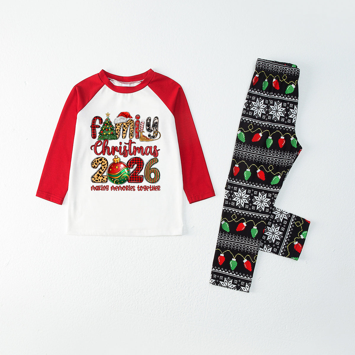Christmas Pajamas Family Christmas 2026 Plaid Leopard Letter Print Matching Family Sleepwear CHP-134