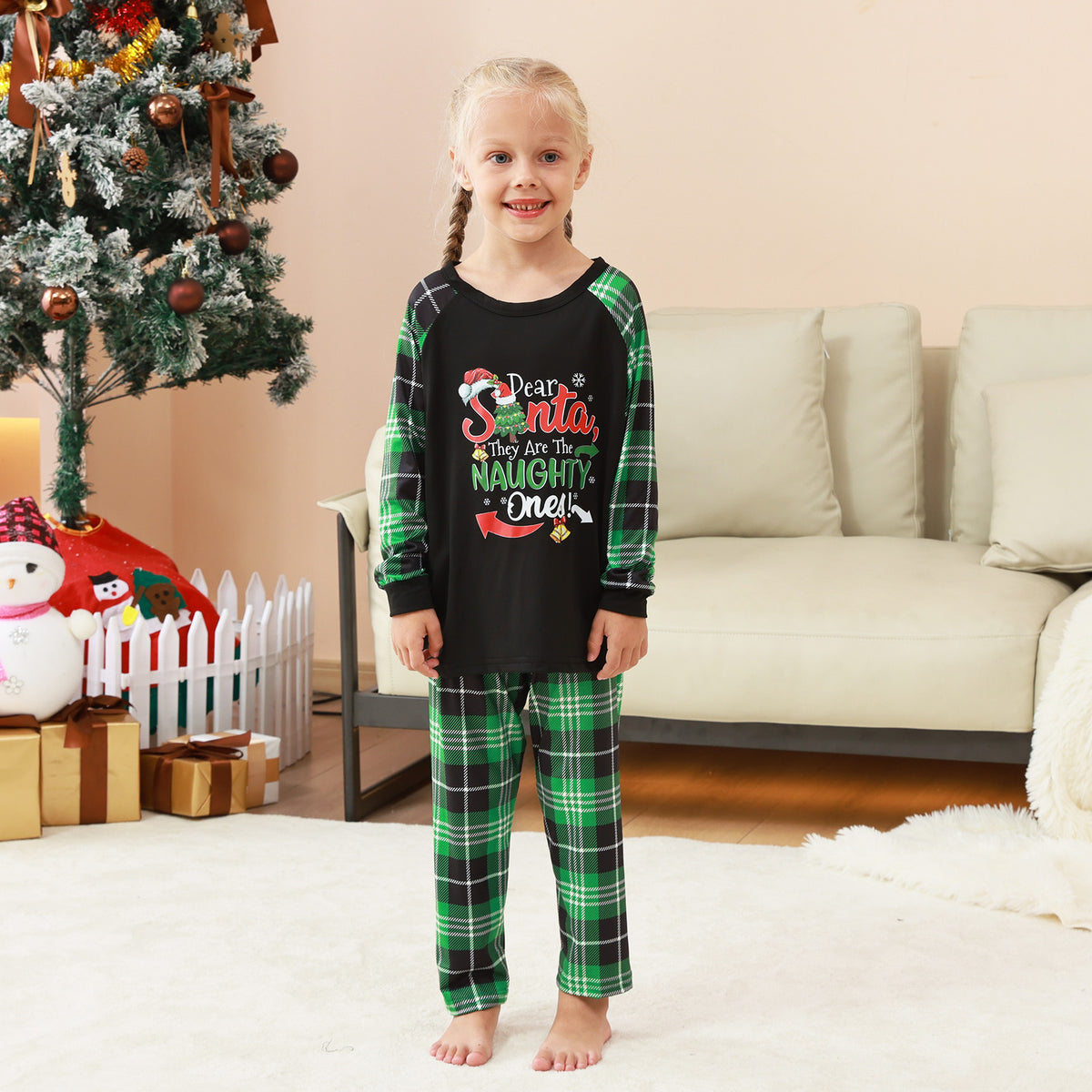 Christmas Sleepwear Naughty Santa Print Christmas Photo Session Outfits CHP-83