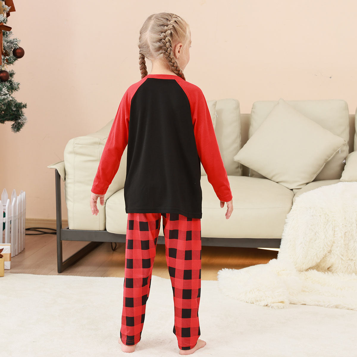 Matching Christmas Pajamas Naughty Santa Red Plaid Print Christmas Matching Pajamas CHP-86
