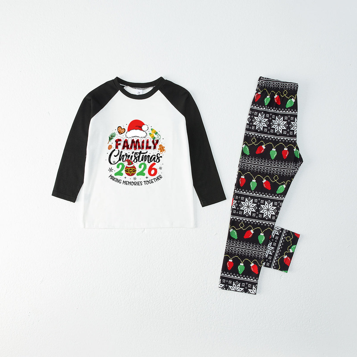Christmas Pajamas Santa Hat Gingerbread Ornament Print Matching Family Christmas Photoshoot Outfit Christmas Sleepwear CHP-115