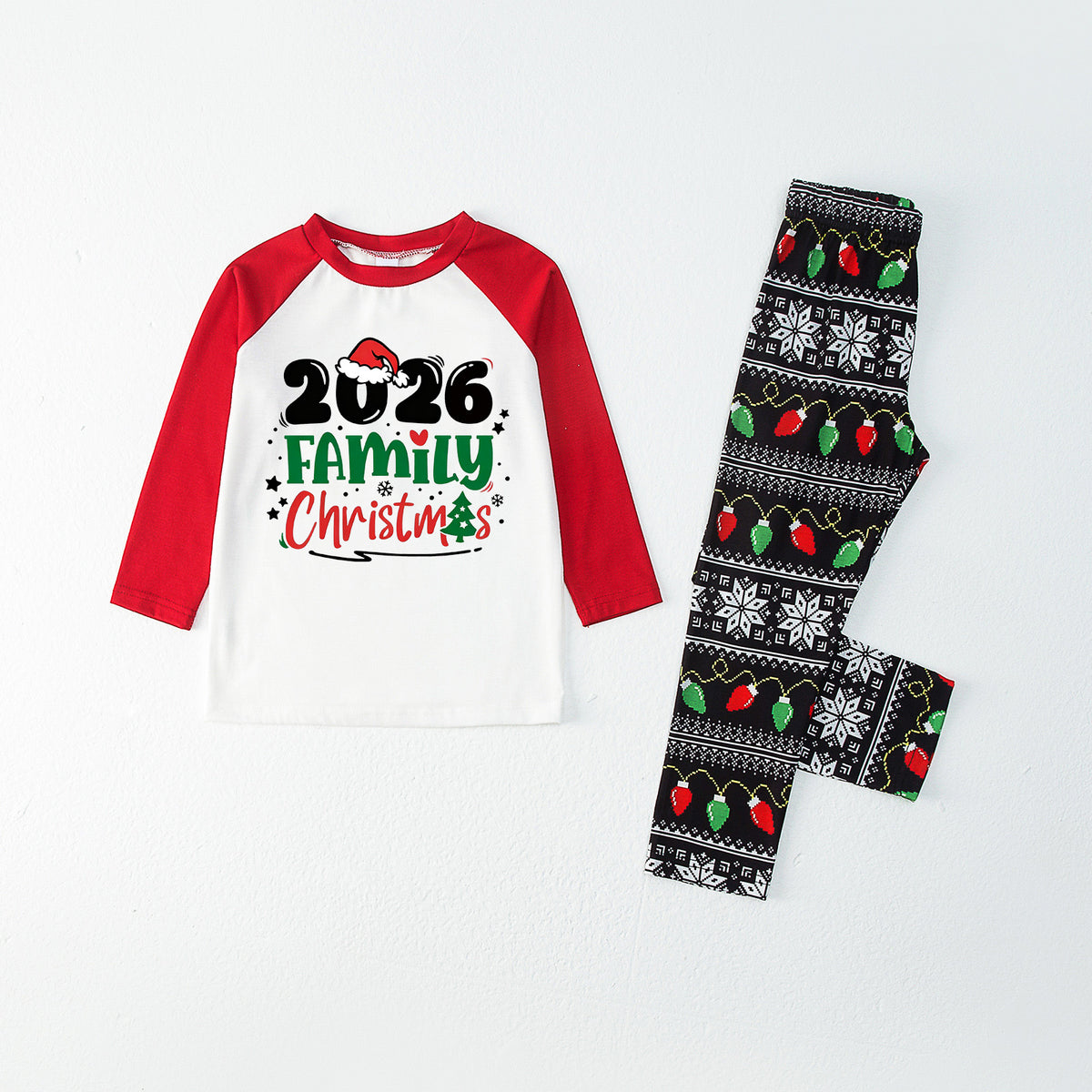 Christmas Pajamas 2026 Family Christmas Santa Hat Tree Letter Print Matching Family Sleepwear CHP-129