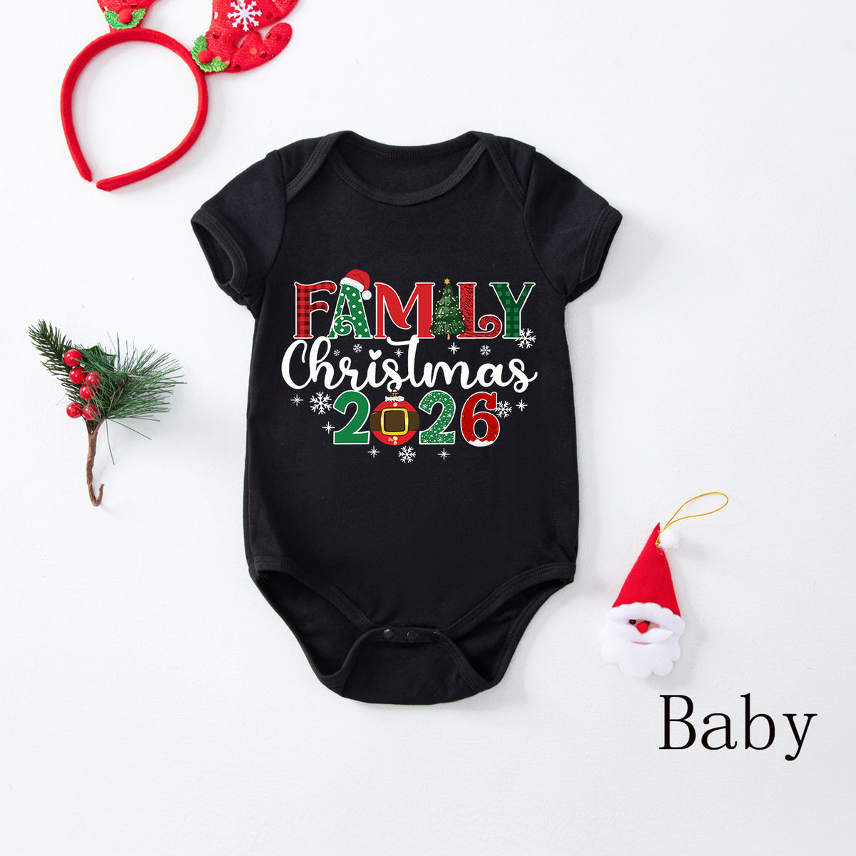 Christmas Pajamas for Family Photos Festive Family Lettering Christmas PJs CHP-29