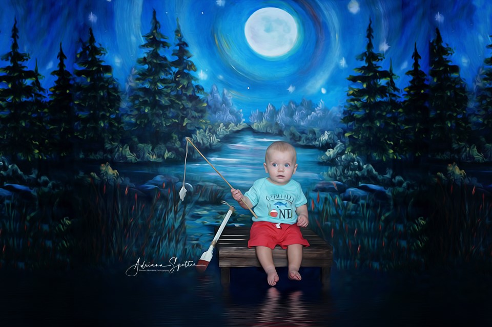 Forest Backdrop Moonlit Forest River Newborn Photo Backdrop MRR10-33