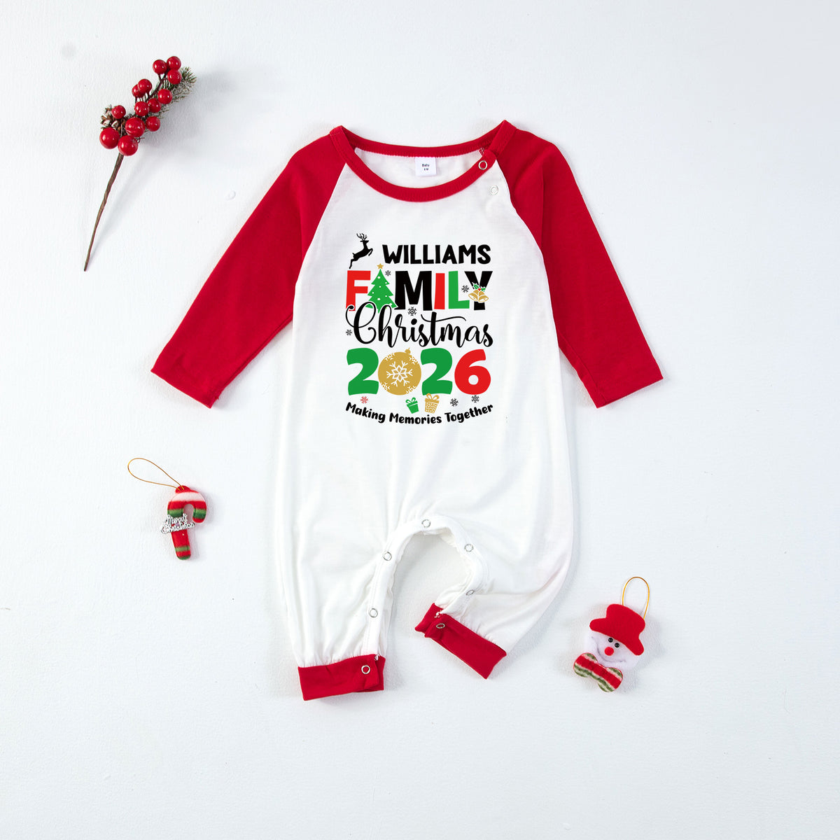 Christmas Pajamas Williams Family 2026 Reindeer Tree Graphic Matching Family Sleepwear CHP-131