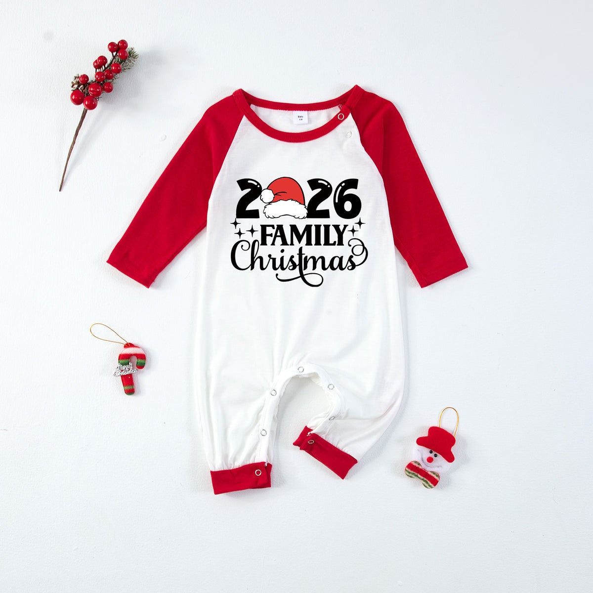 Christmas Pajamas 2026 Family Christmas Santa Hat Elegant Letter Print Matching Family Sleepwear CHP-127