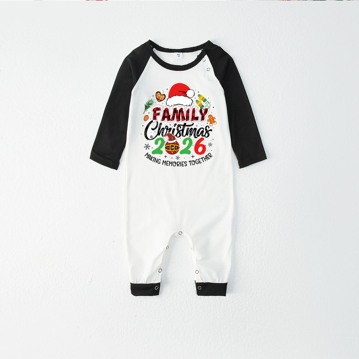 Christmas Pajamas Santa Hat Gingerbread Ornament Print Matching Family Christmas Photoshoot Outfit Christmas Sleepwear CHP-115