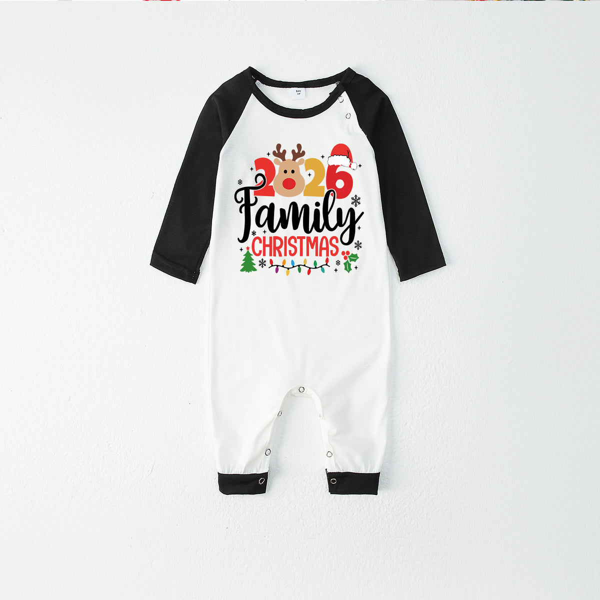 Christmas Pajamas Reindeer 2026 Family Christmas Colorful Lights Print Matching Family Photoshoot Outfit Christmas Sleepwear CHP-117