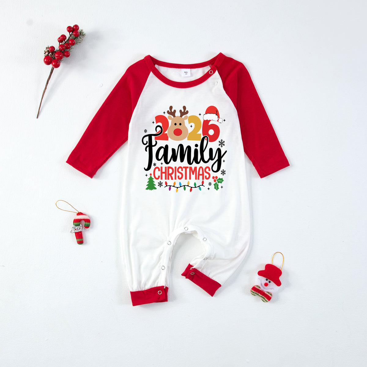 Christmas Pajamas 2026 Family Christmas Reindeer Face Print Matching Family Sleepwear CHP-128