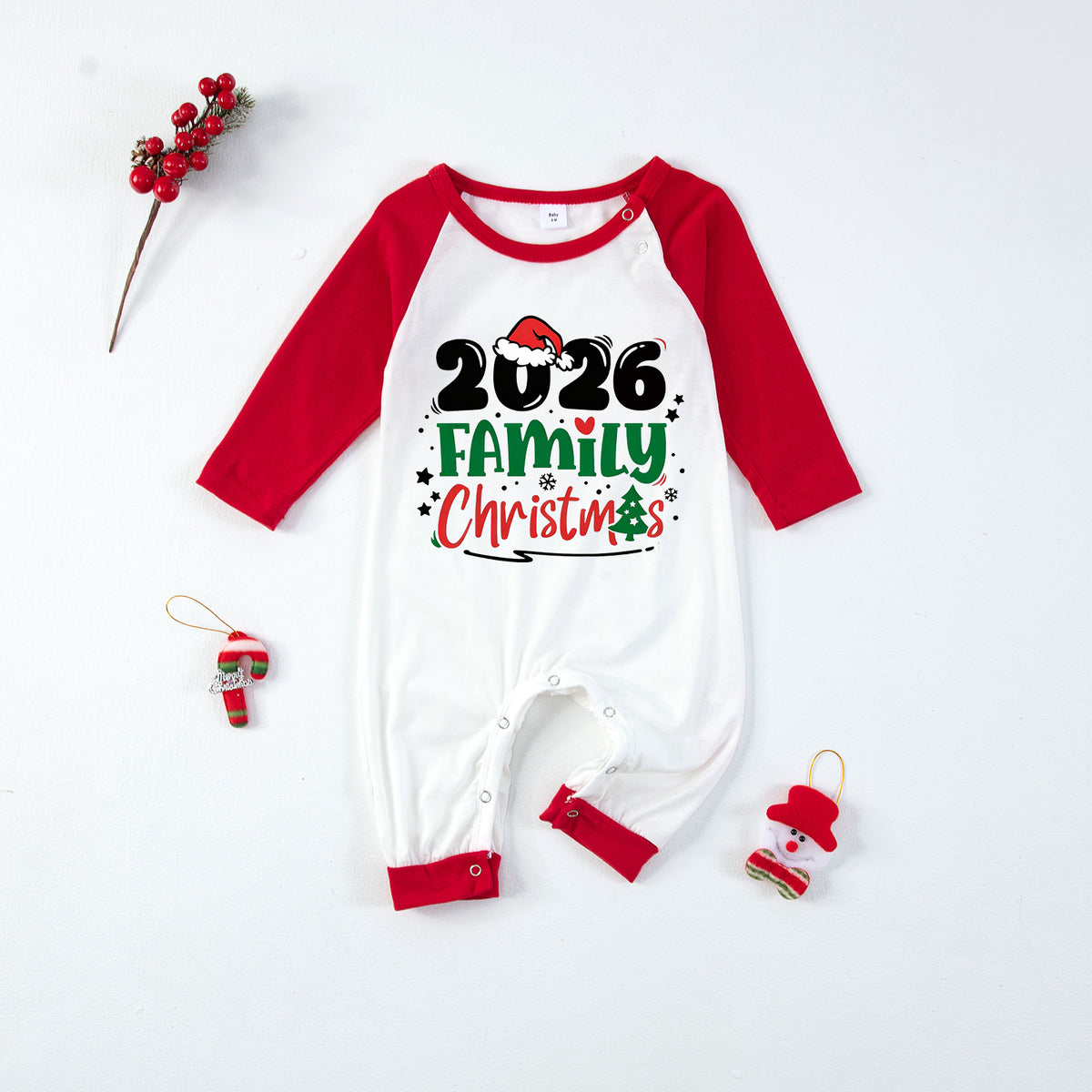 Christmas Pajamas 2026 Family Christmas Santa Hat Tree Letter Print Matching Family Sleepwear CHP-129