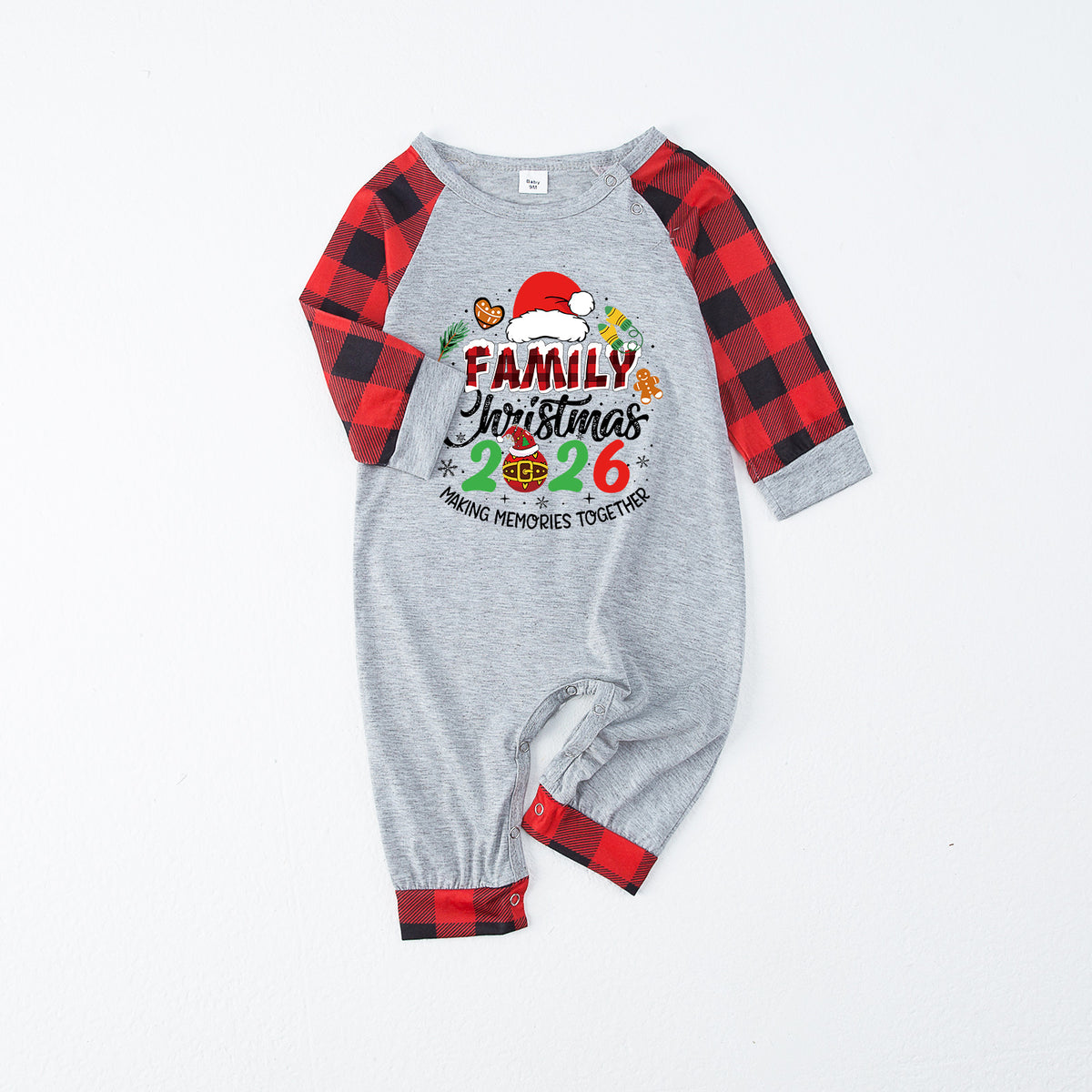 Christmas Pajamas Santa Hat Gingerbread Print Matching Family Christmas Photoshoot Outfit Christmas Sleepwear CHP-107