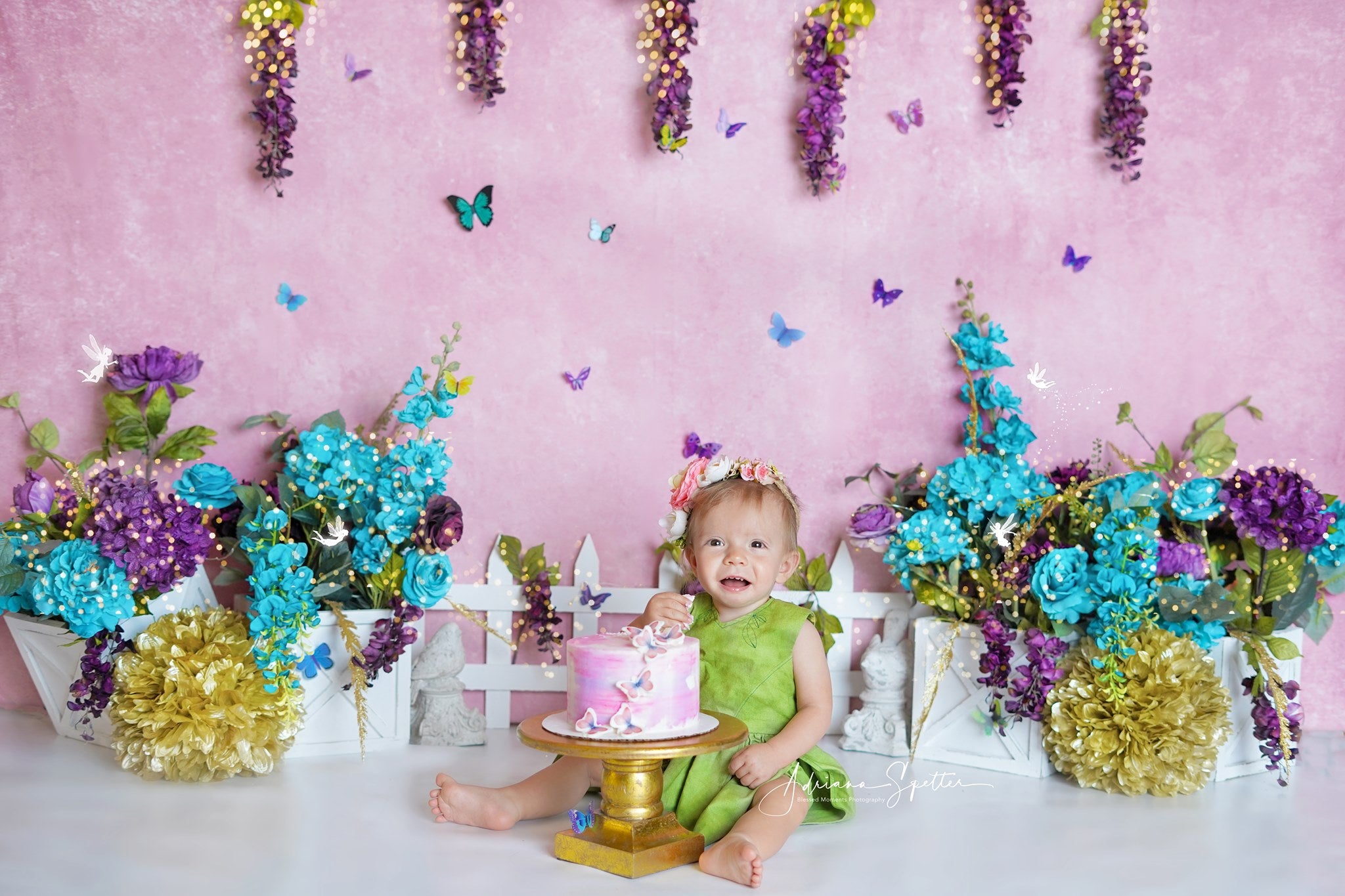 Cake Smash Backdrops Spring Garden Butterflies Birthday Backdrop MRR10-34