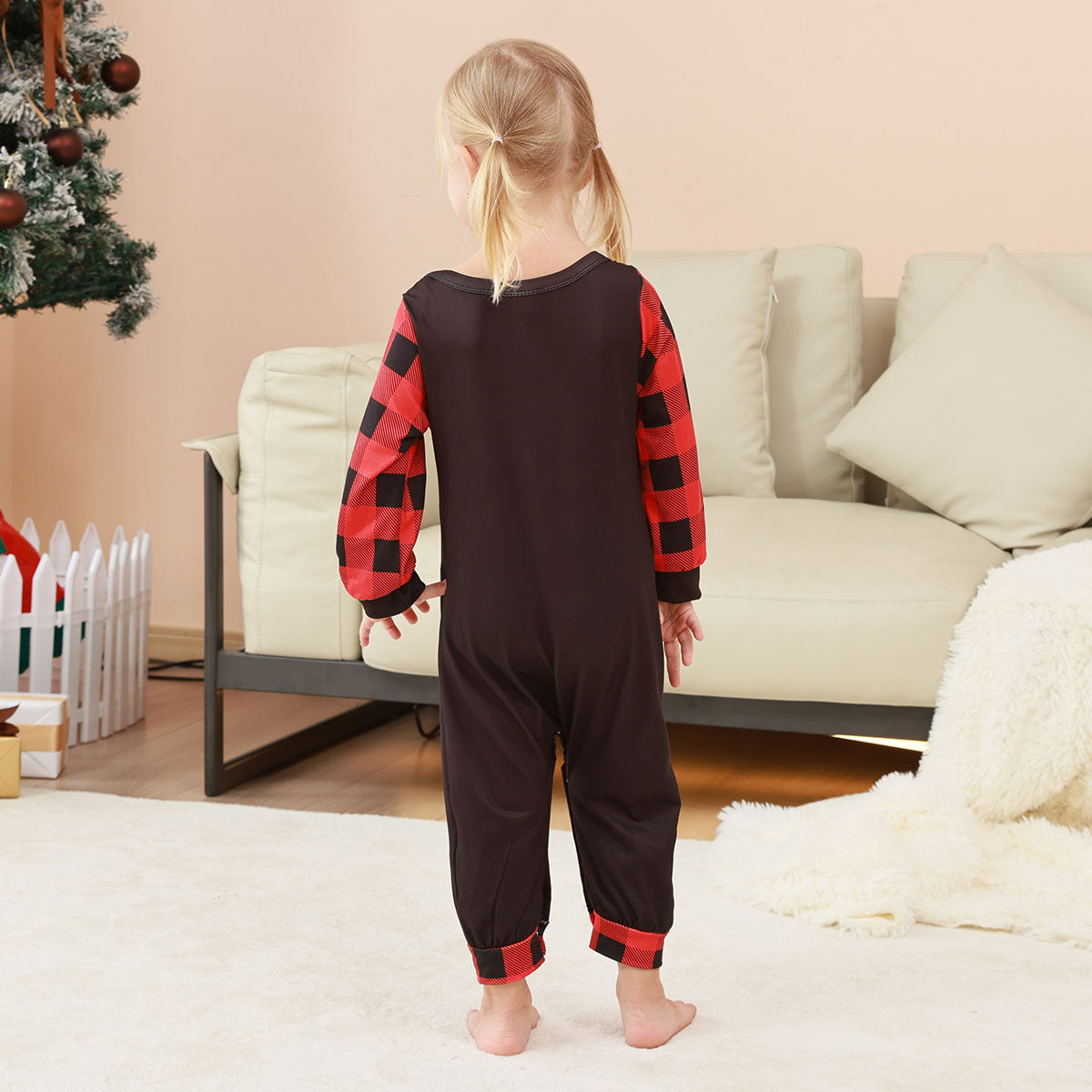 Matching Christmas Pajamas Naughty Santa Red Plaid Print Christmas Matching Pajamas CHP-86