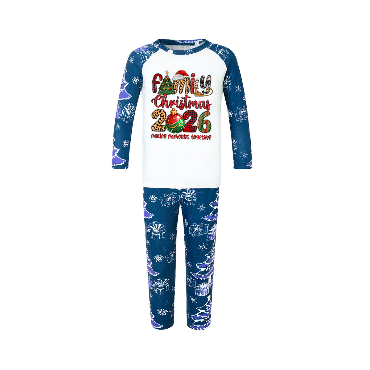 Christmas Pajamas Family Christmas 2026 Leopard Plaid Letter Ornament Print Matching Family Sleepwear CHP-144