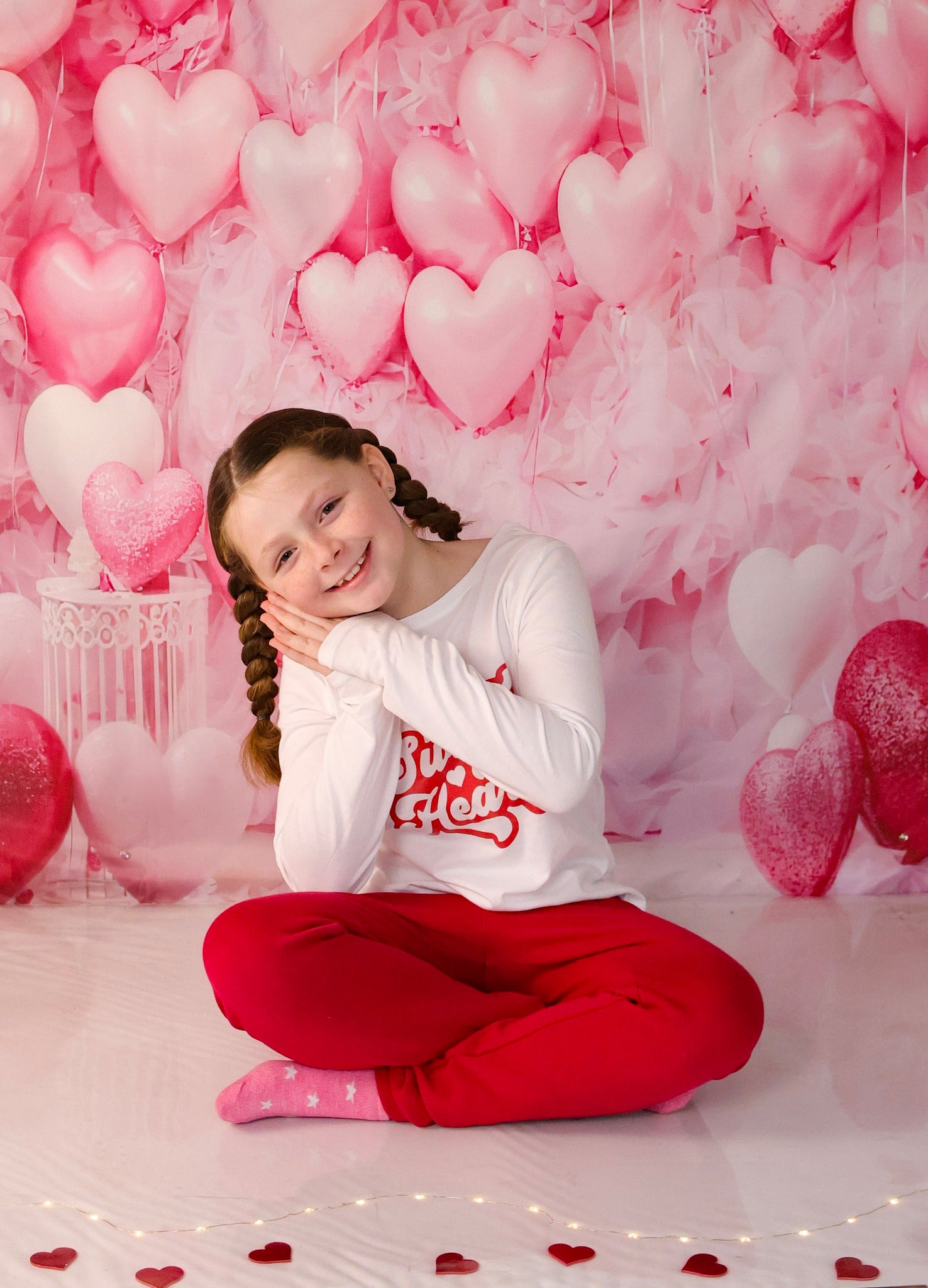 Valentine Backdrop Pink Heart Balloon Wall Valentine's Day Backdrop MRR9-88