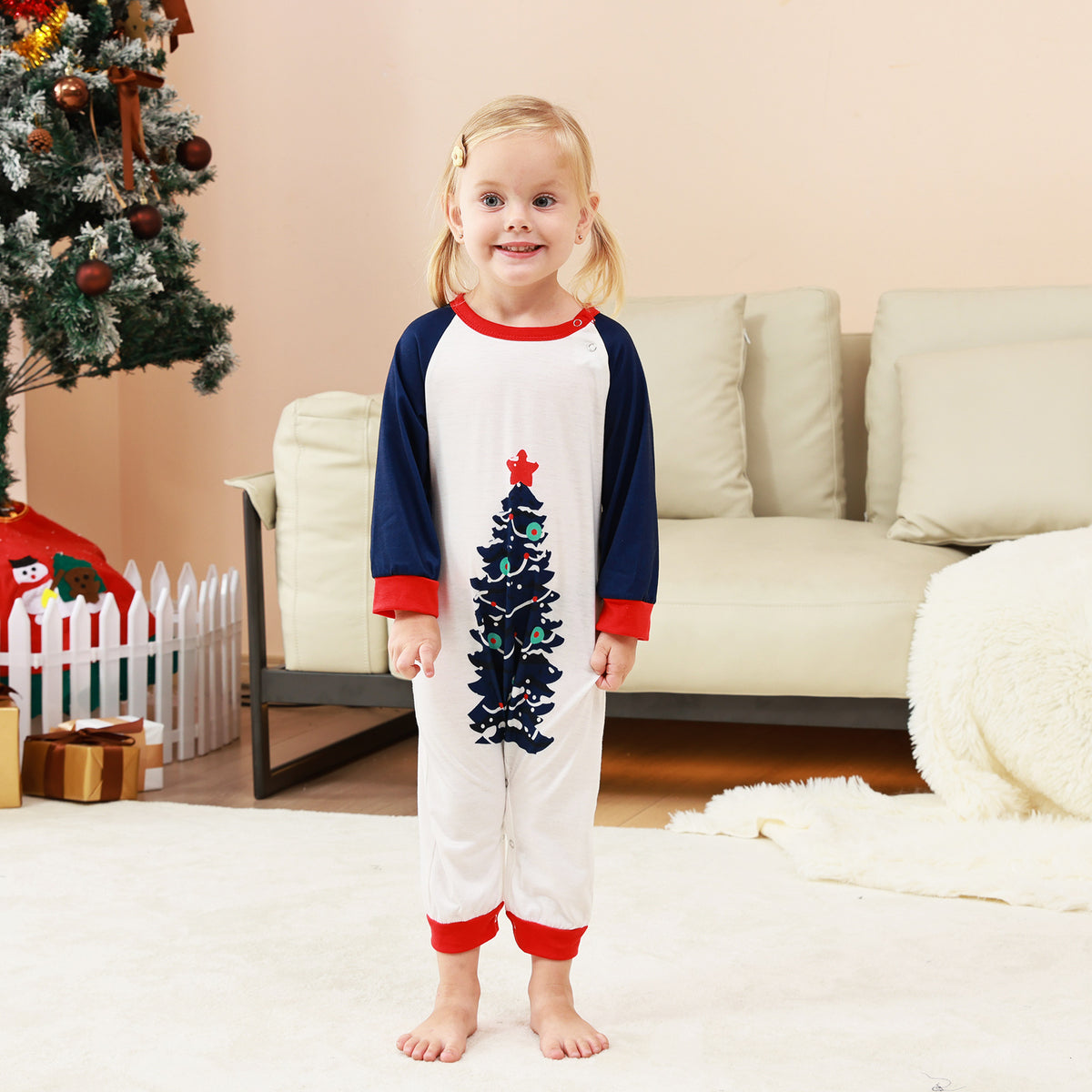 Matching Christmas PJs Navy Tree Fair Isle Print Dad and Kids Christmas Pajamas CHP-88