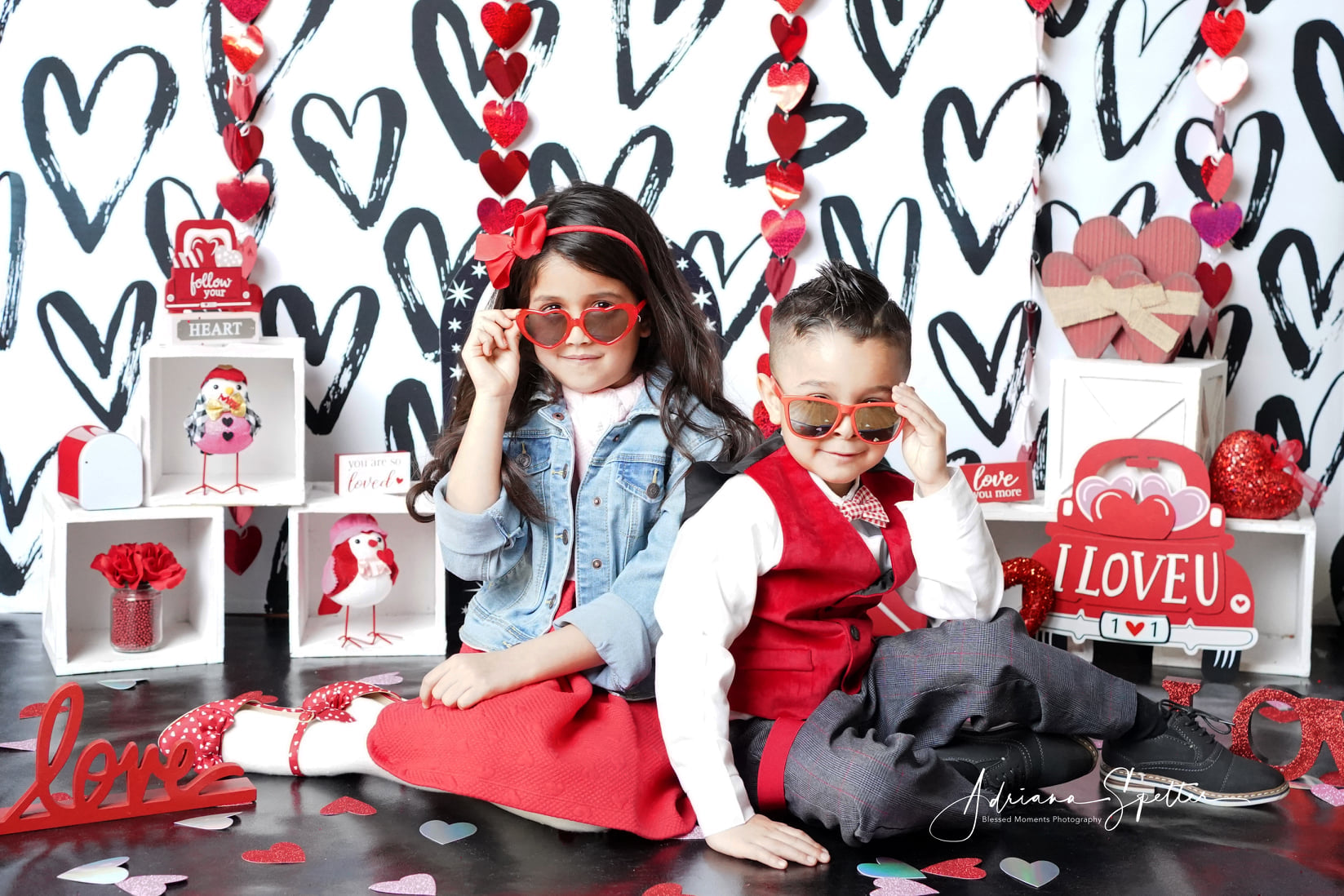 Valentine's Day Backdrop Love Hearts White Wall Valentines Backdrop MRR10-36