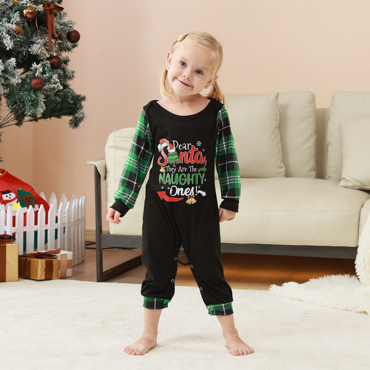 Christmas Sleepwear Naughty Santa Print Christmas Photo Session Outfits CHP-83