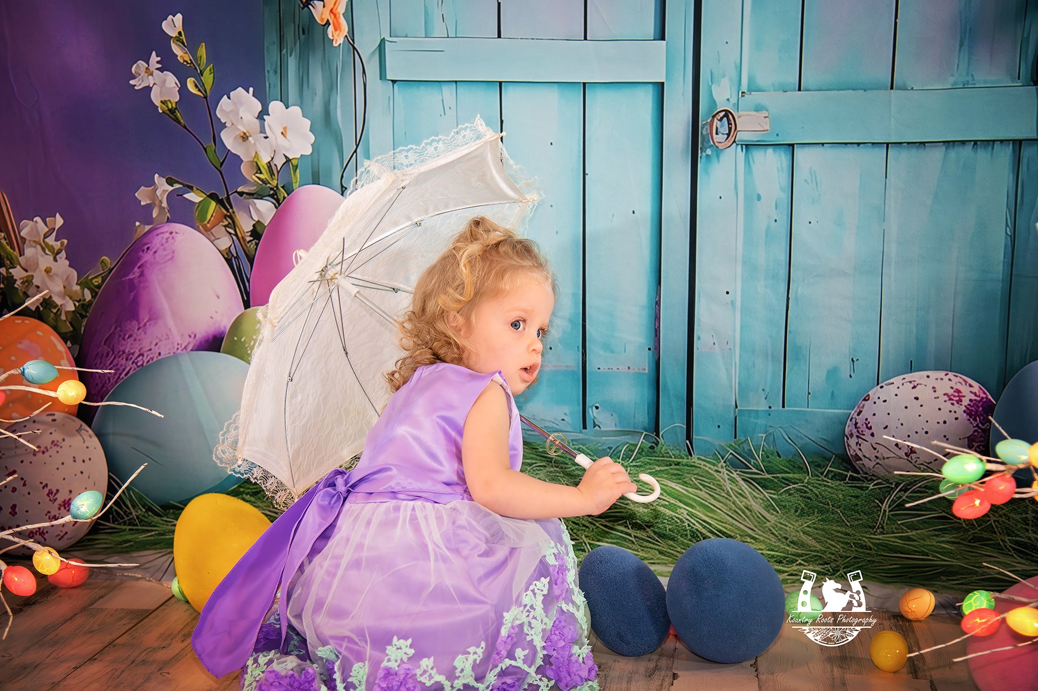 Easter Egg Backdrop Vibrant Blue Egg Hut Backdrop BRP1-289
