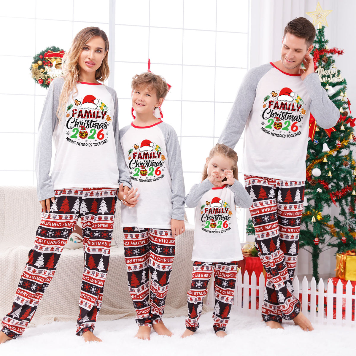 Matching Christmas Pajamas Santa Gingerbread Print Graphic Christmas Family Pajamas CHP-56