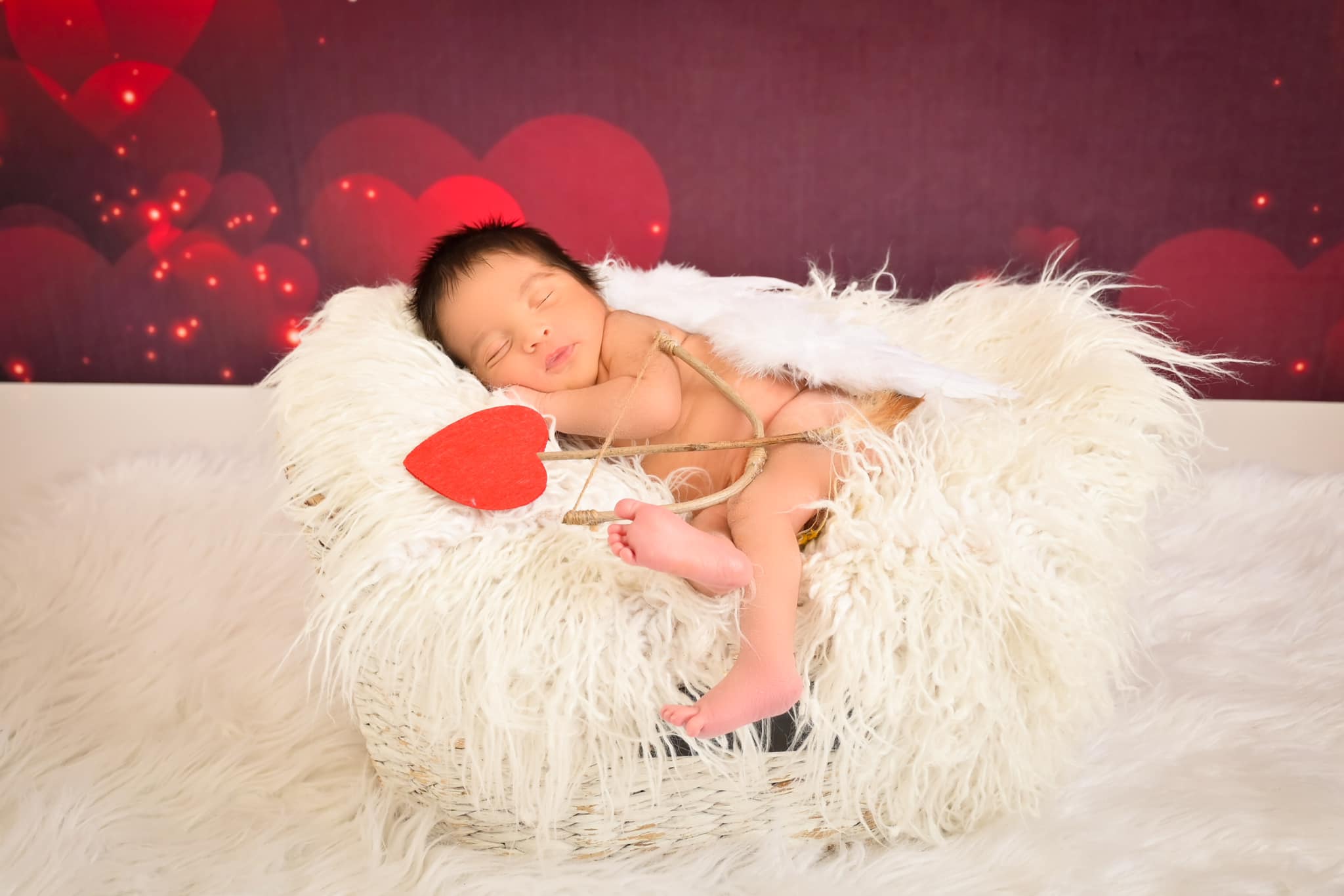 Happy Valentine's Day Decoration Red Hearts Backdrop for Photos D365