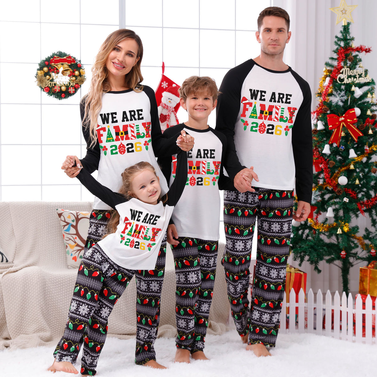 Christmas Pajamas We Are Family 2026 Print Matching Family Photoshoot Sleepwear CHP-121