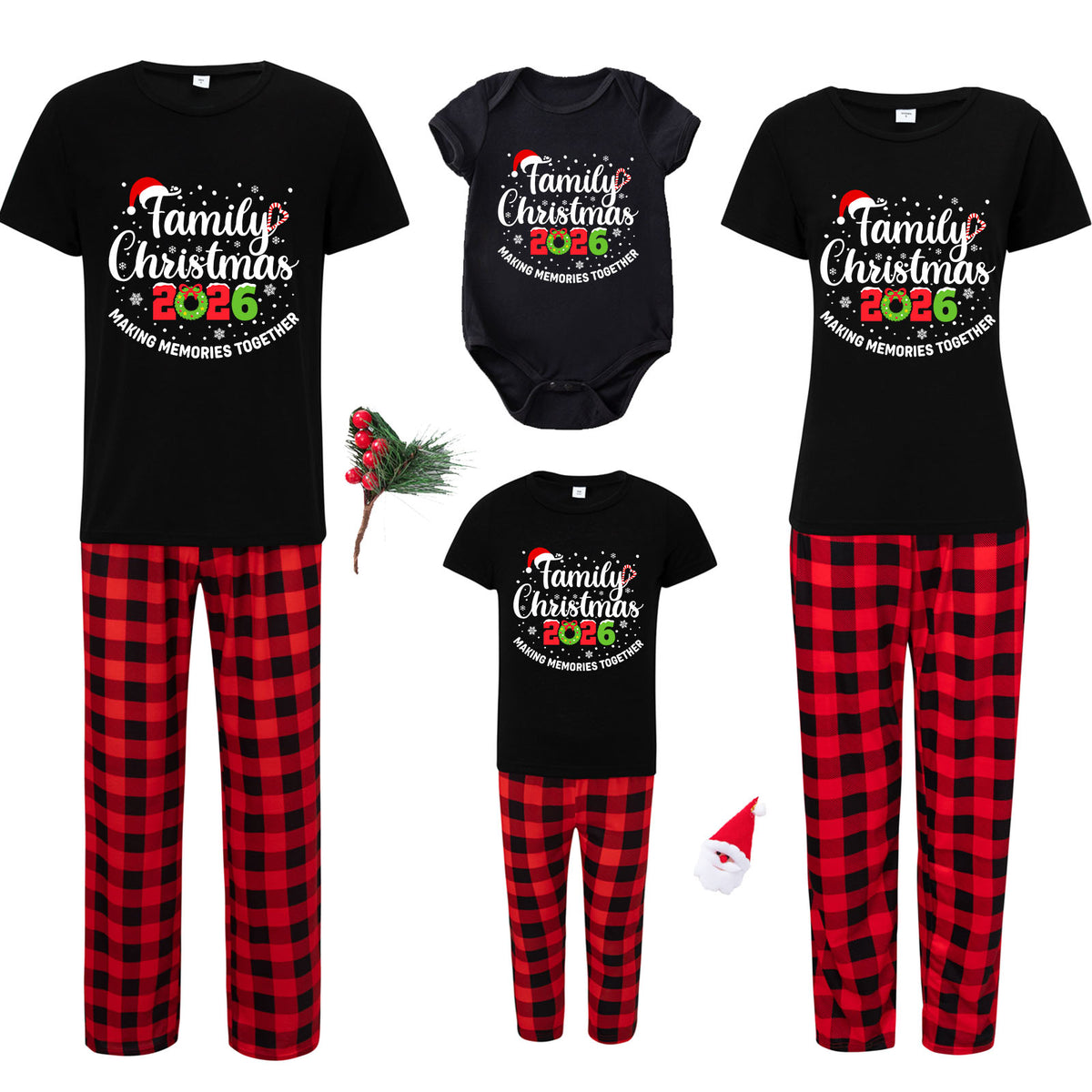 Christmas Pajamas Antler Santa Typography Christmas Pajamas for Family Photos CHP-40