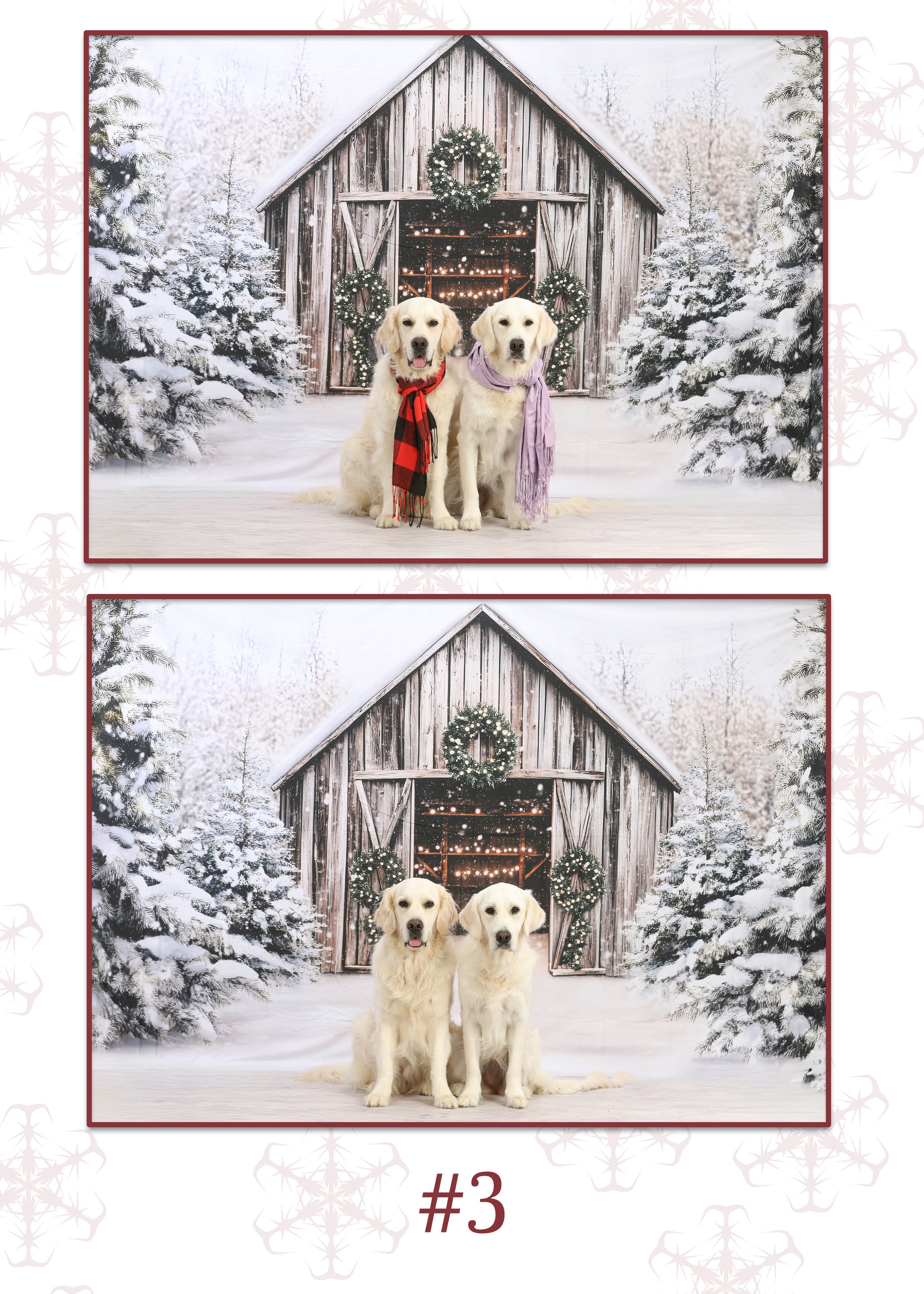 Christmas Tree Farm Backdrop Rustic Wooden Barn Holiday Wreaths Christmas Village Backdrop GQ58-46