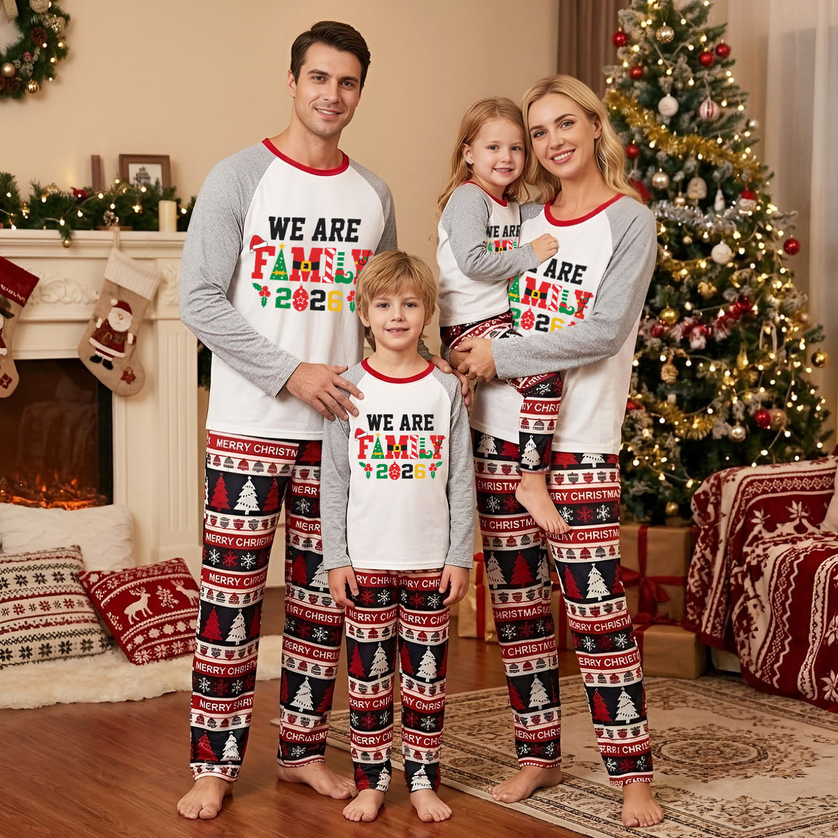 Holiday Matching Pajamas Bold Family Festive Typography Fair Isle Christmas Pajamas CHP-61