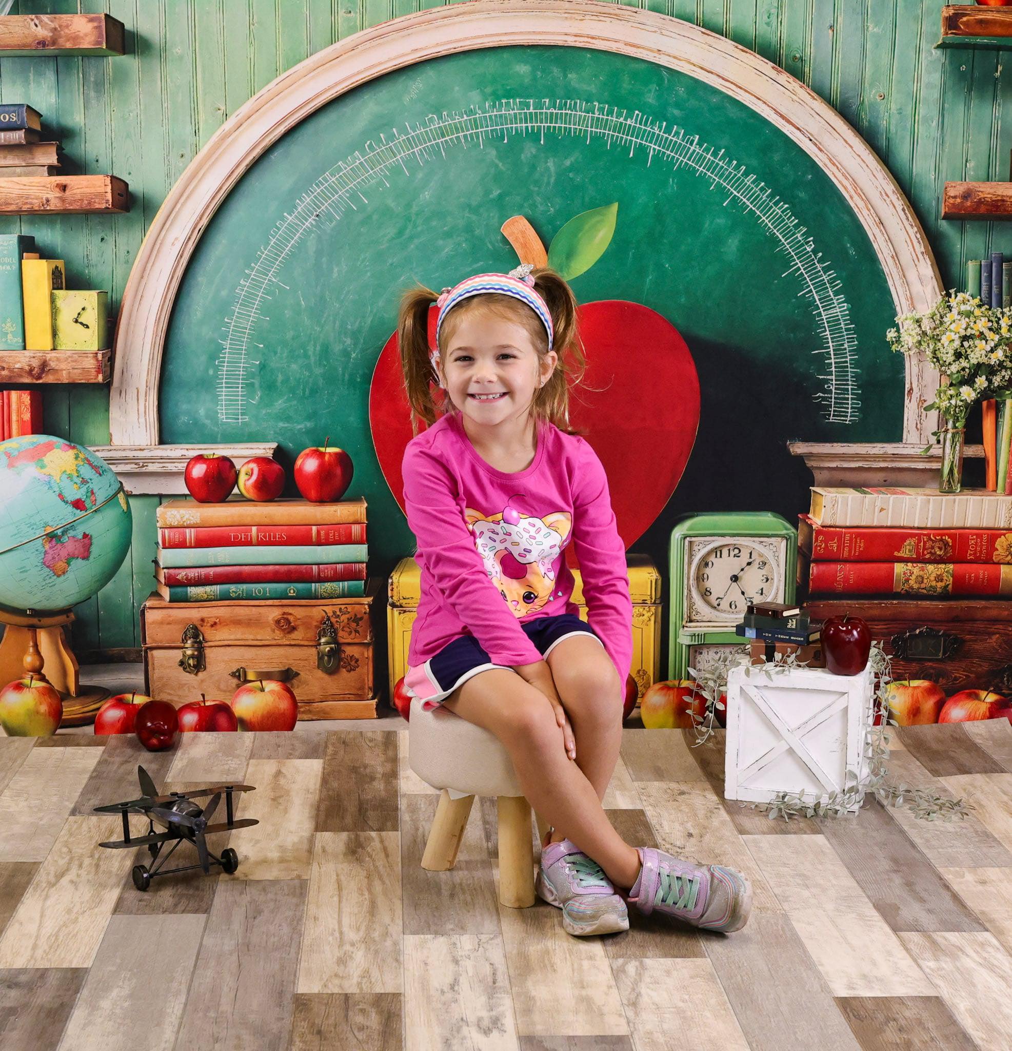 School Photo Backdrop Giant Red Apple Classroom Back To School Backdrop MRR9-76