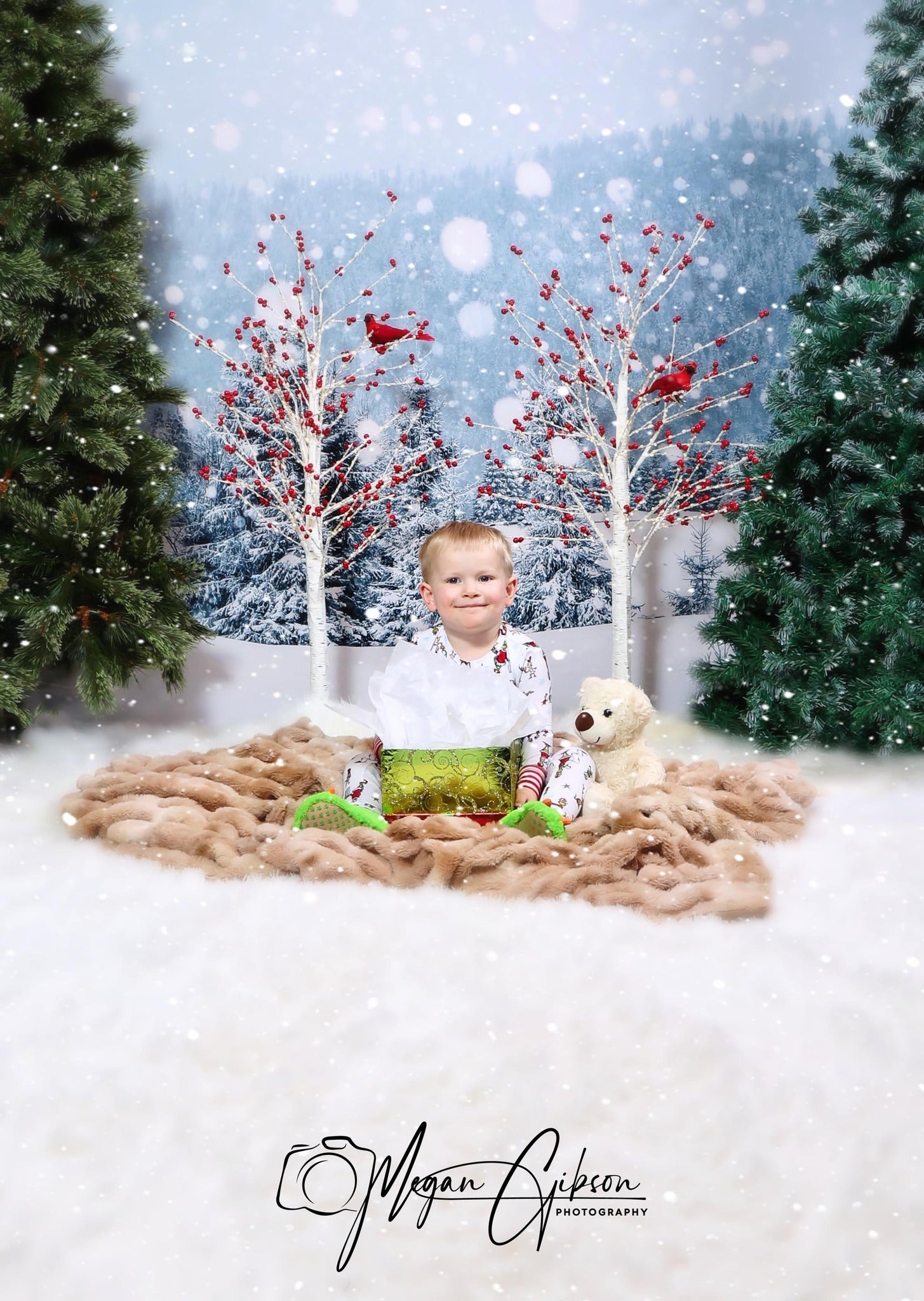 Winter Snow Christmas Tree Backdrops for Christmas GX-1074