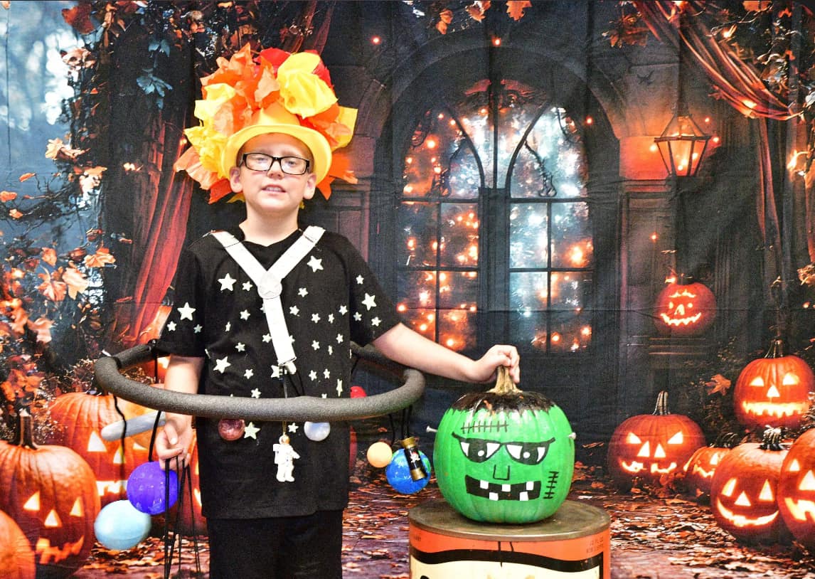 Halloween Glowing Pumpkin Lanterns Backdrop RR8-372