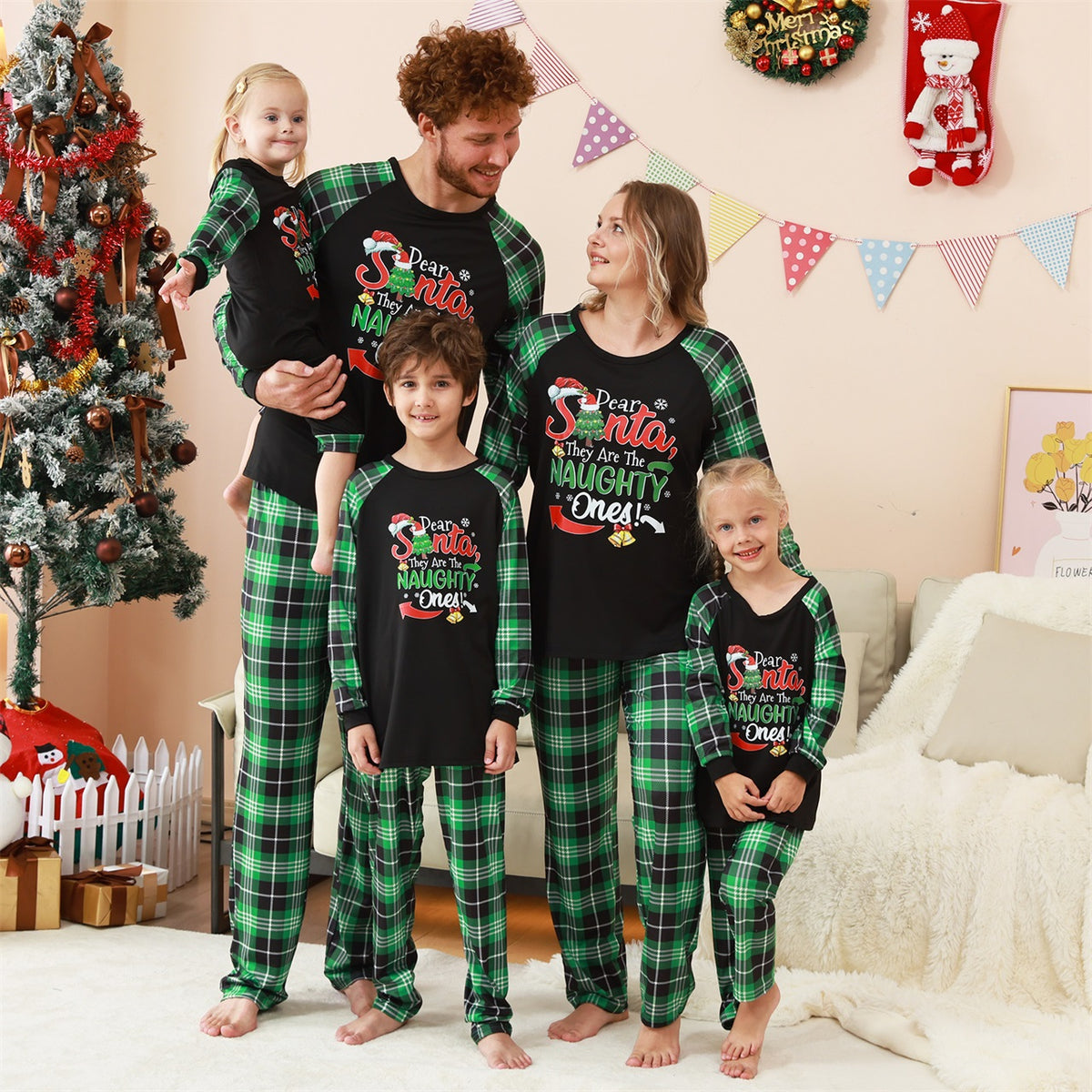 Christmas Sleepwear Naughty Santa Print Christmas Photo Session Outfits CHP-83