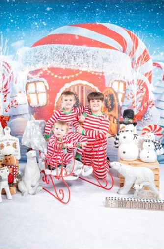 Christmas Hat House Snow Backdrop for Photo Shoot LV-982