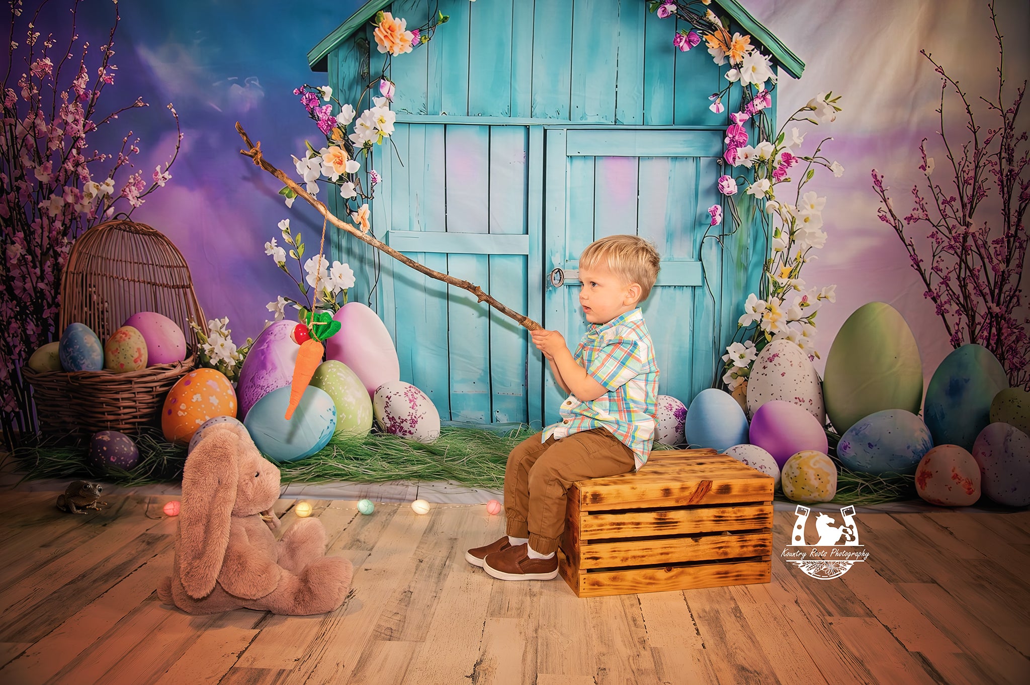 Easter Egg Backdrop Vibrant Blue Egg Hut Backdrop BRP1-289