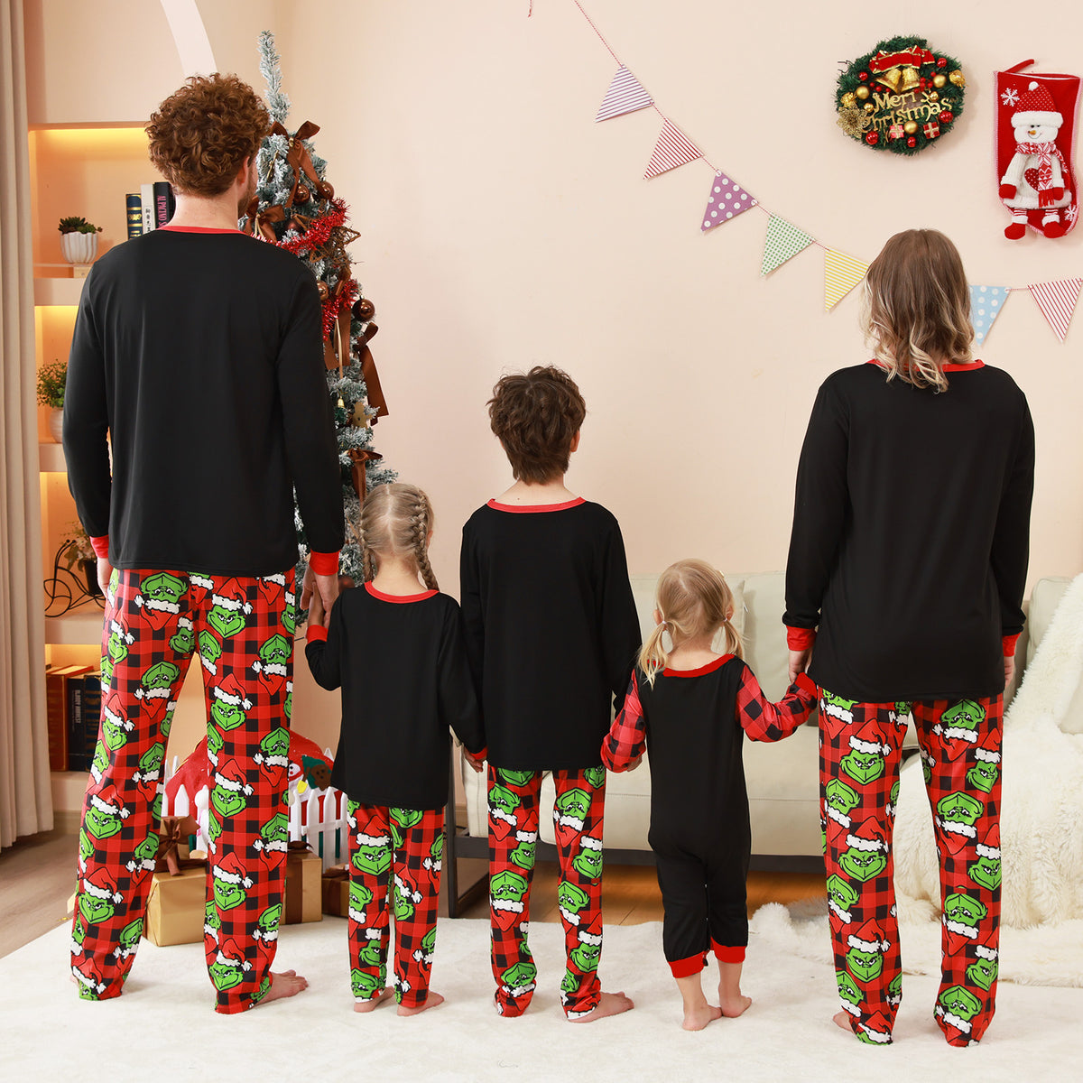 Christmas Lounge Set Grinch Character Print Matching Christmas Pajamas for Photos CHP-78