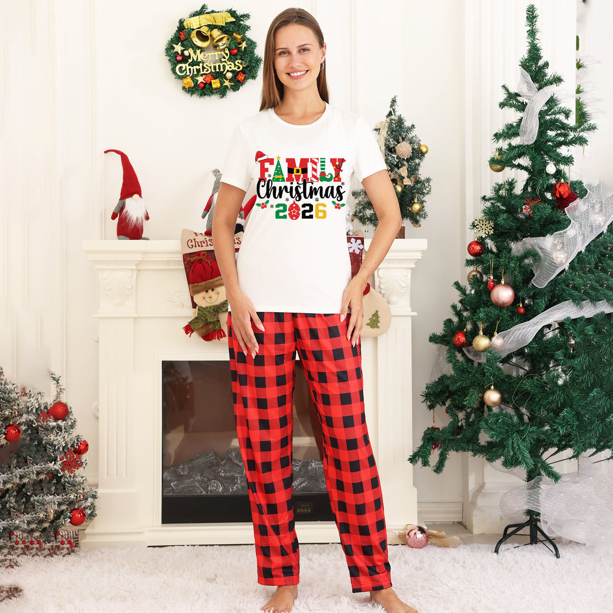 Matching Christmas Pajamas Colorful Typography Ornaments Christmas Eve Pajamas CHP-26