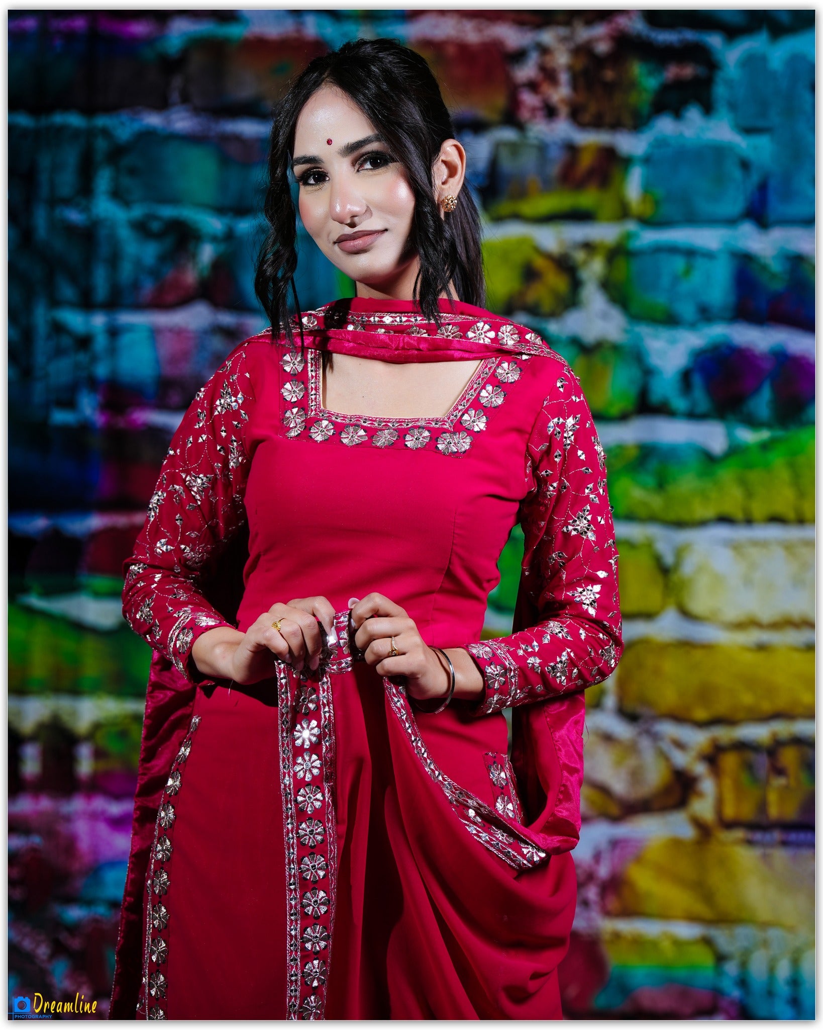 Colorful Brick Wall Backdrops Portrait Photography Backdrops HJ03185