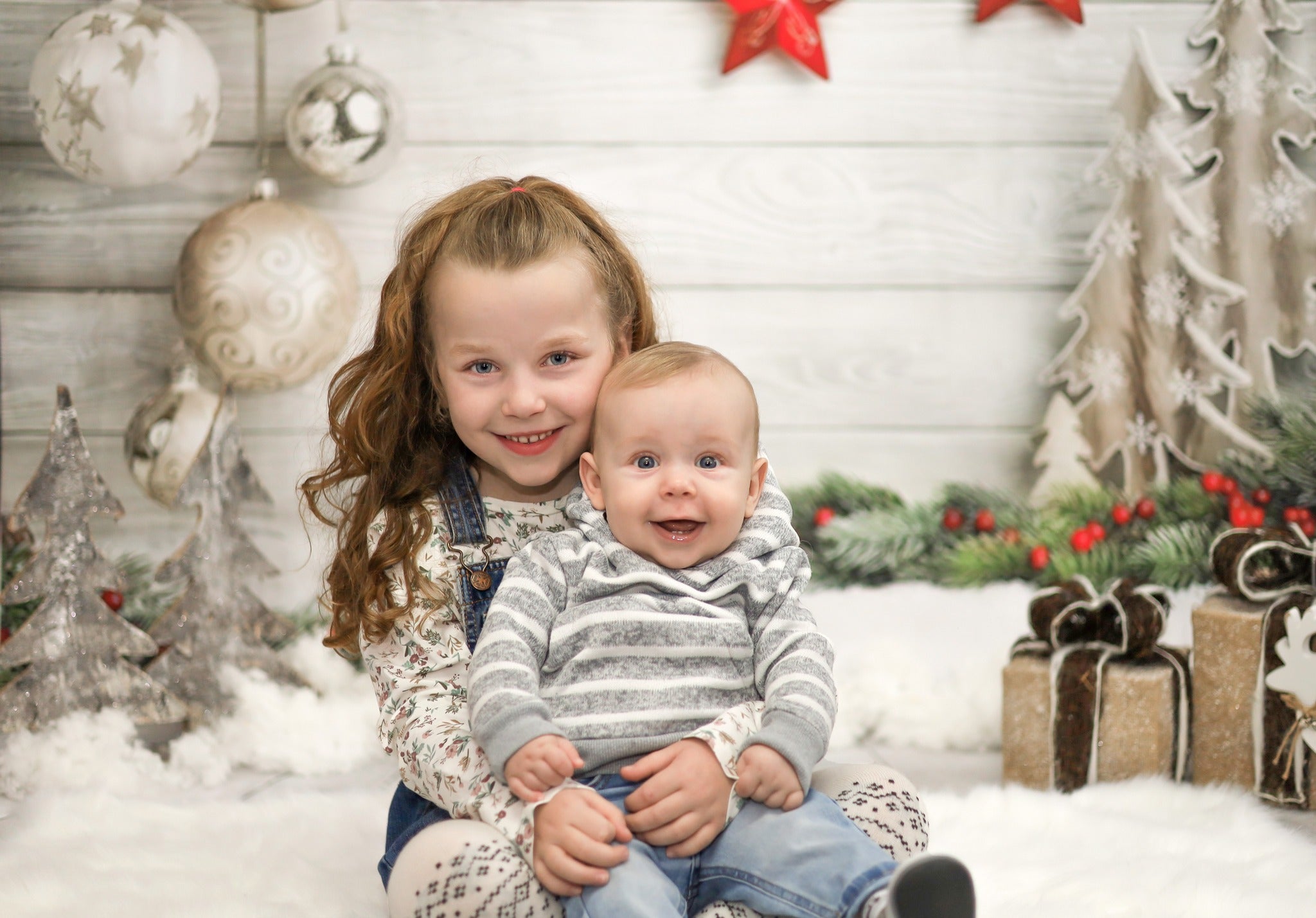 Christmas Decorations Wood Floor Photography Backdrop LV-866