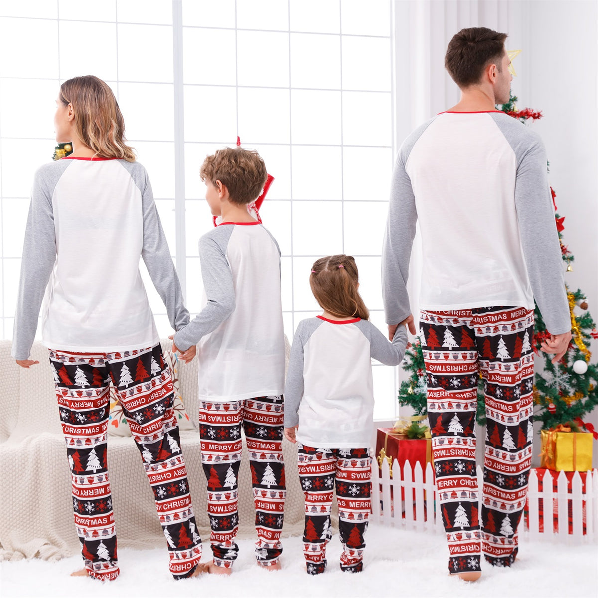 Matching Christmas Pajamas Santa Gingerbread Print Graphic Christmas Family Pajamas CHP-56